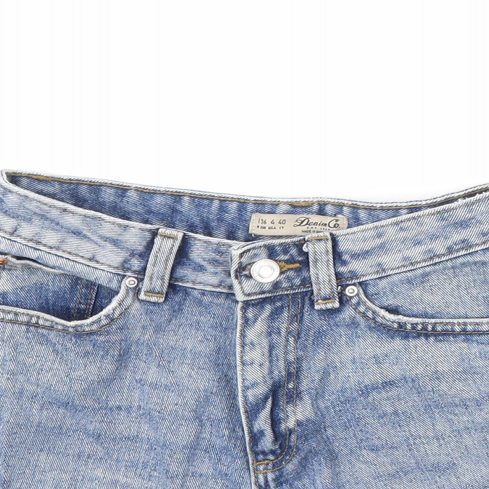 Denim & Co. Womens Blue Cotton Boyfriend Shorts Size 8 Regular Zip - Raw Hems