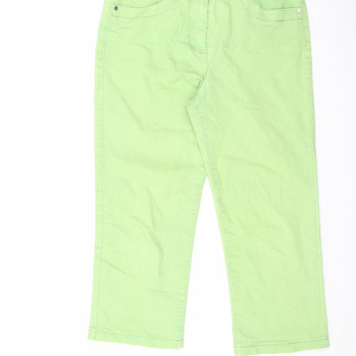 Marks and Spencer Womens Green Cotton Straight Jeans Size 12 L21.5 in Regular Zip