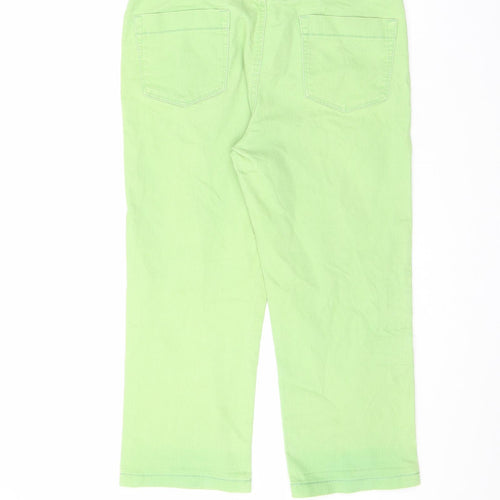 Marks and Spencer Womens Green Cotton Straight Jeans Size 12 L21.5 in Regular Zip