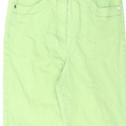 Marks and Spencer Womens Green Cotton Straight Jeans Size 12 L21.5 in Regular Zip