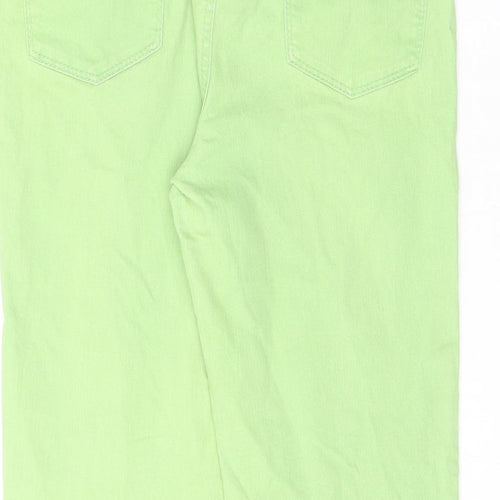 Marks and Spencer Womens Green Cotton Straight Jeans Size 12 L21.5 in Regular Zip