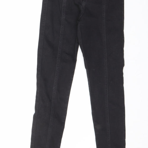 Topshop Womens Black Cotton Blend Straight Jeans Size 26 in L30 in Regular Zip