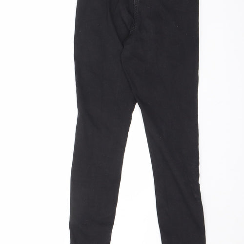 Topshop Womens Black Cotton Blend Straight Jeans Size 26 in L30 in Regular Zip
