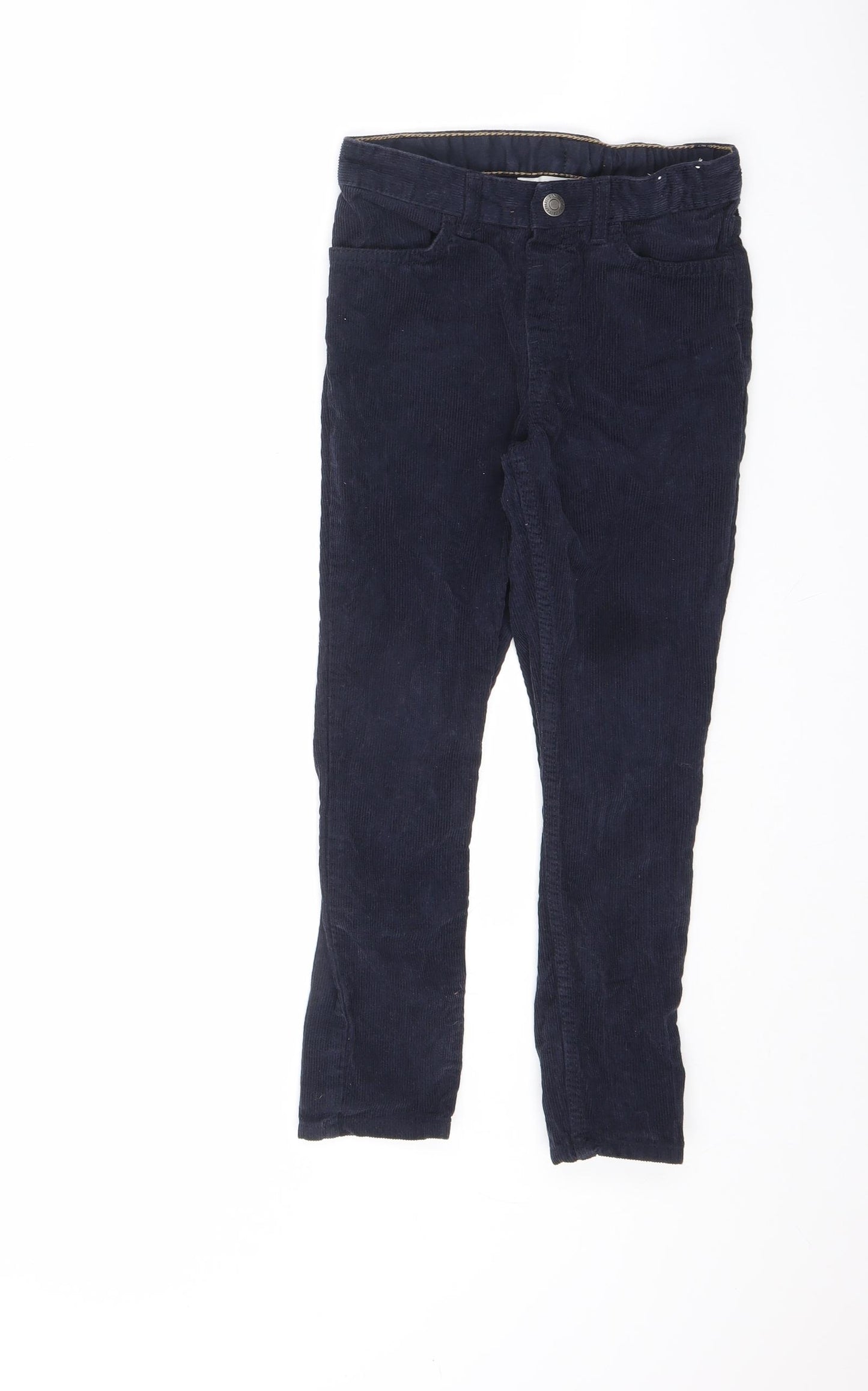 H&M Boys Blue Cotton Carrot Trousers Size 7-8 Years L20 in Regular Zip