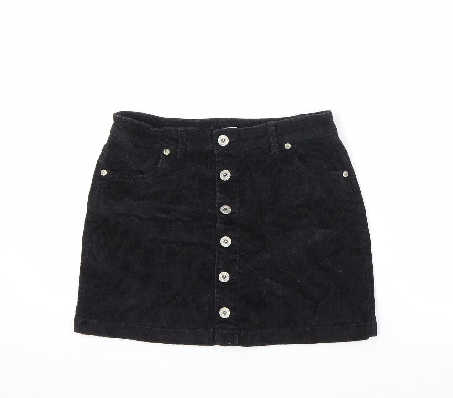Blue Zoo Girls Black Cotton Mini Skirt Size 11 Years Regular Button