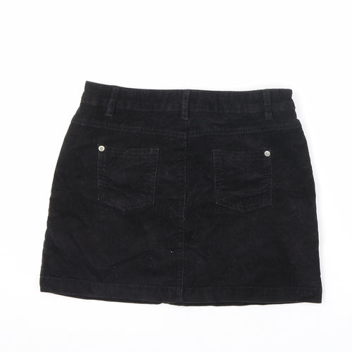 Blue Zoo Girls Black Cotton Mini Skirt Size 11 Years Regular Button