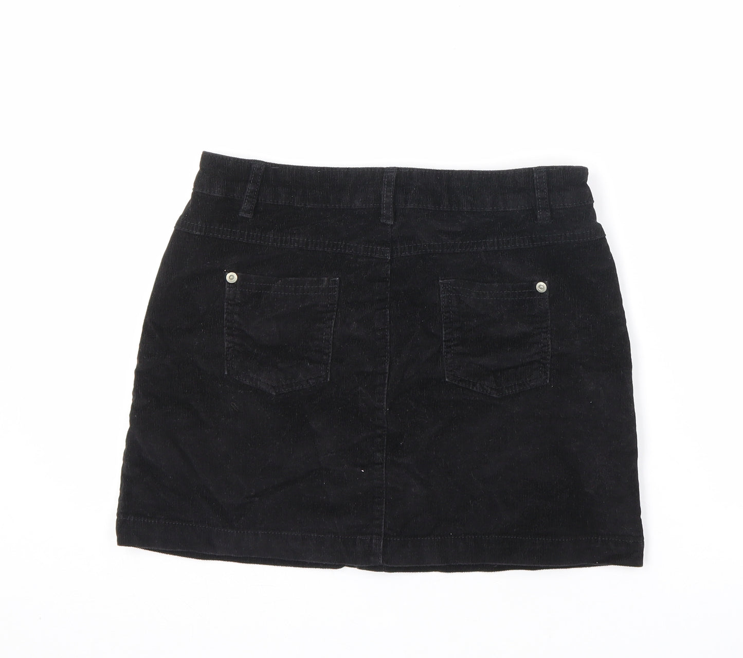 Blue Zoo Girls Black Cotton Mini Skirt Size 11 Years Regular Button