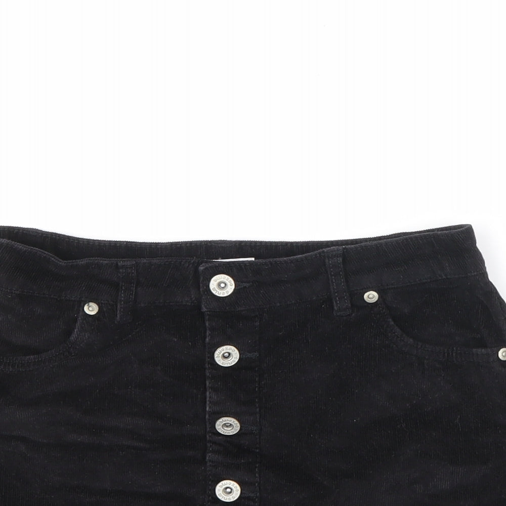 Blue Zoo Girls Black Cotton Mini Skirt Size 11 Years Regular Button