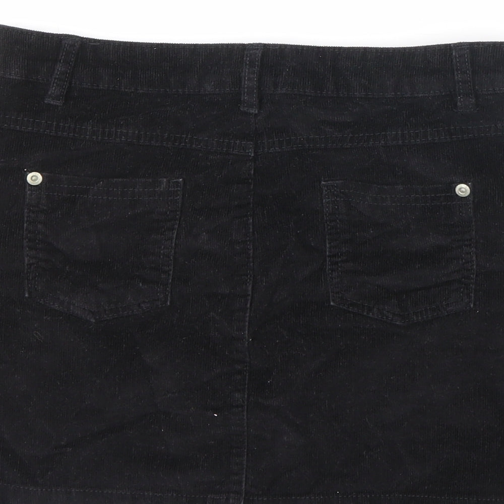 Blue Zoo Girls Black Cotton Mini Skirt Size 11 Years Regular Button