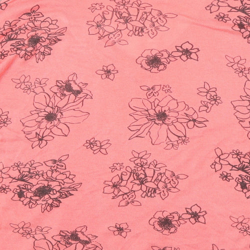 Marks and Spencer Womens Pink V-Neck Floral Acrylic Pullover Jumper Size M