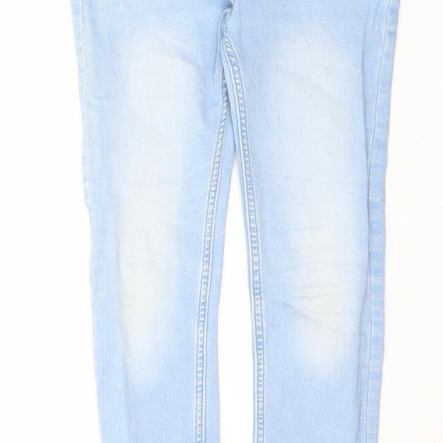 Denim & Co. Girls Blue Cotton Skinny Jeans Size 11-12 Years L25 in Slim Zip
