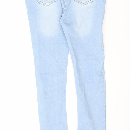 Denim & Co. Girls Blue Cotton Skinny Jeans Size 11-12 Years L25 in Slim Zip