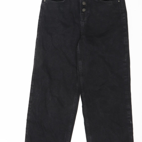 George Womens Black Cotton Straight Jeans Size 8 L24 in Regular Button