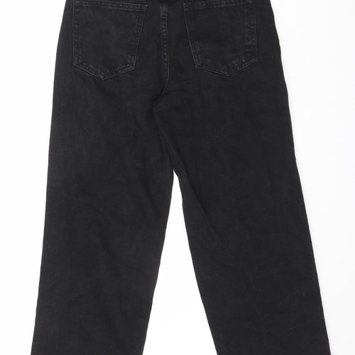 George Womens Black Cotton Straight Jeans Size 8 L24 in Regular Button