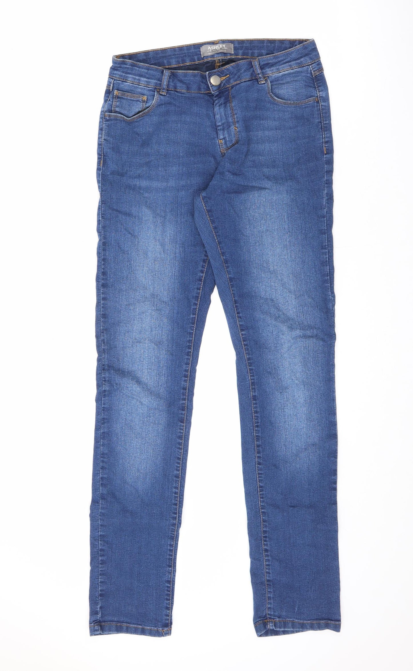 Dorothy Perkins Womens Blue Cotton Straight Jeans Size 10 L32 in Regular Zip
