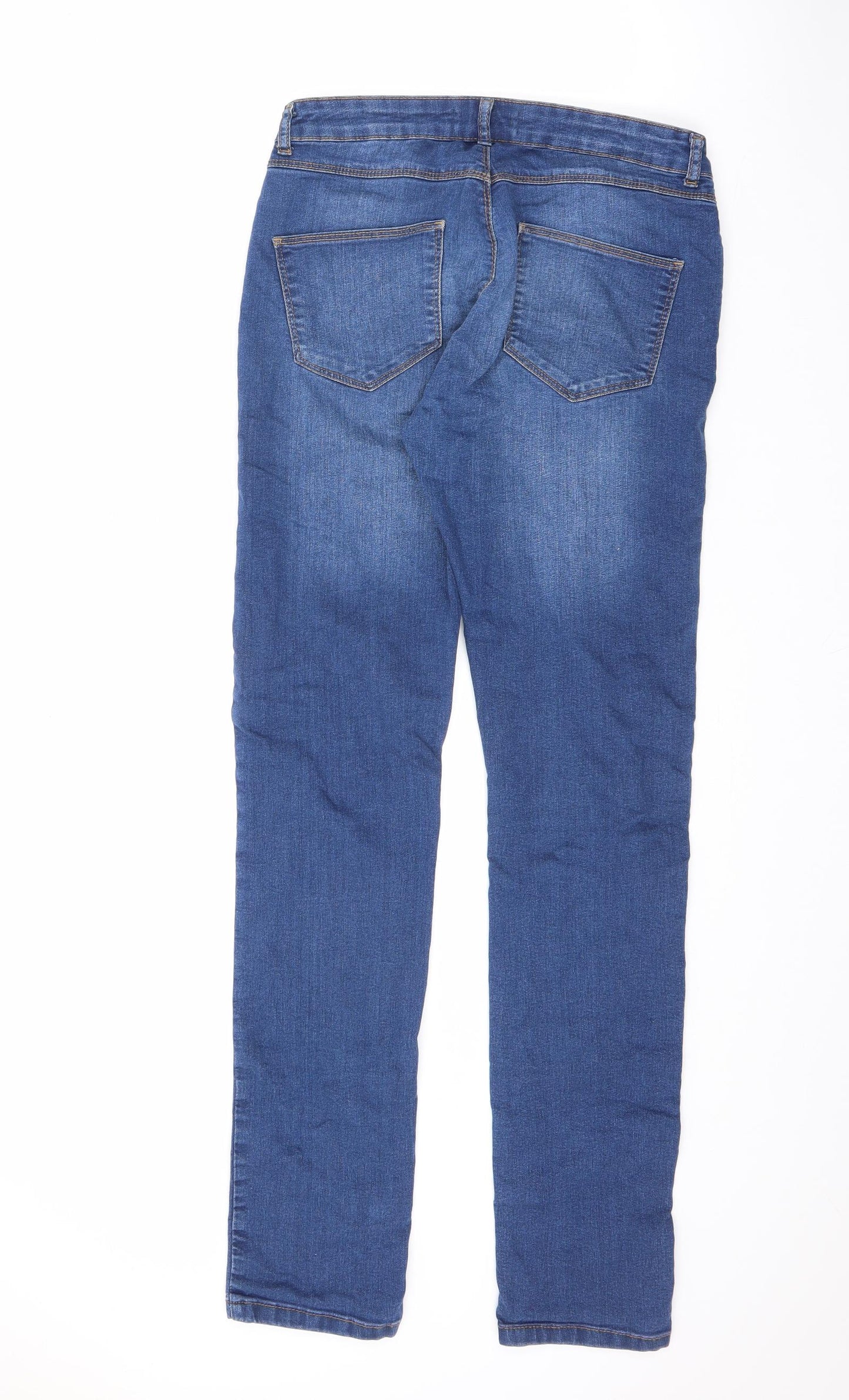 Dorothy Perkins Womens Blue Cotton Straight Jeans Size 10 L32 in Regular Zip