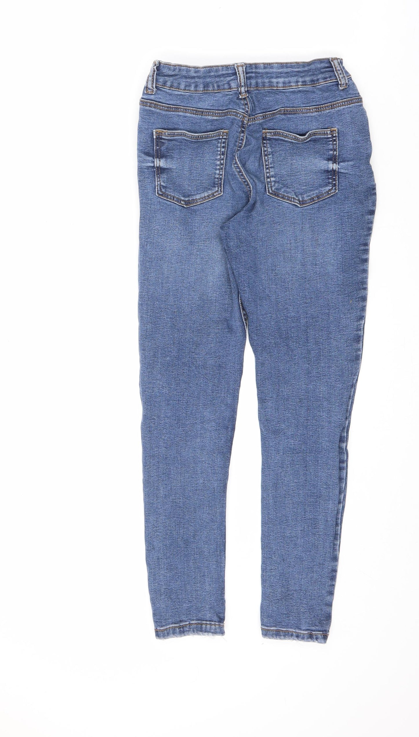 Denim & Co. Boys Blue Cotton Skinny Jeans Size 11 Years L24 in Regular Zip - Distressed Look