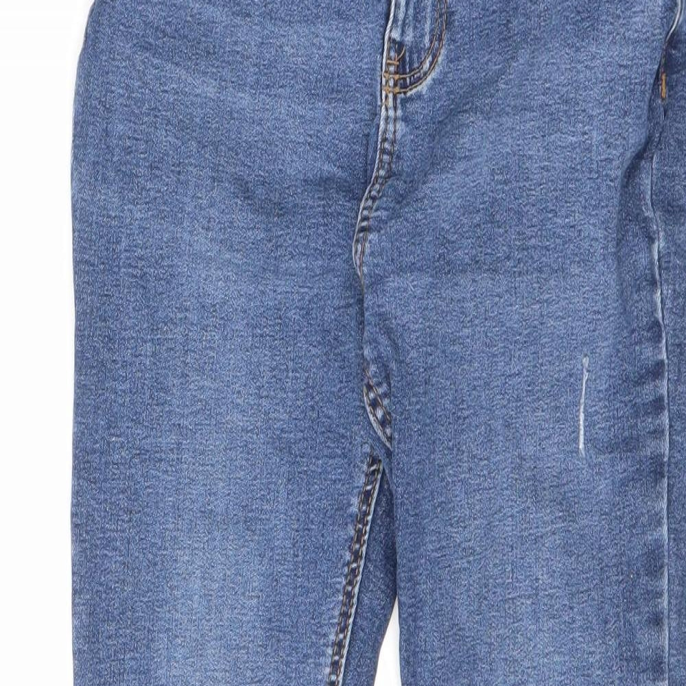 Denim & Co. Boys Blue Cotton Skinny Jeans Size 11 Years L24 in Regular Zip - Distressed Look