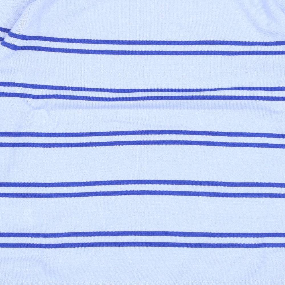 Marks and Spencer Womens Blue Round Neck Striped Acrylic Pullover Jumper Size 10
