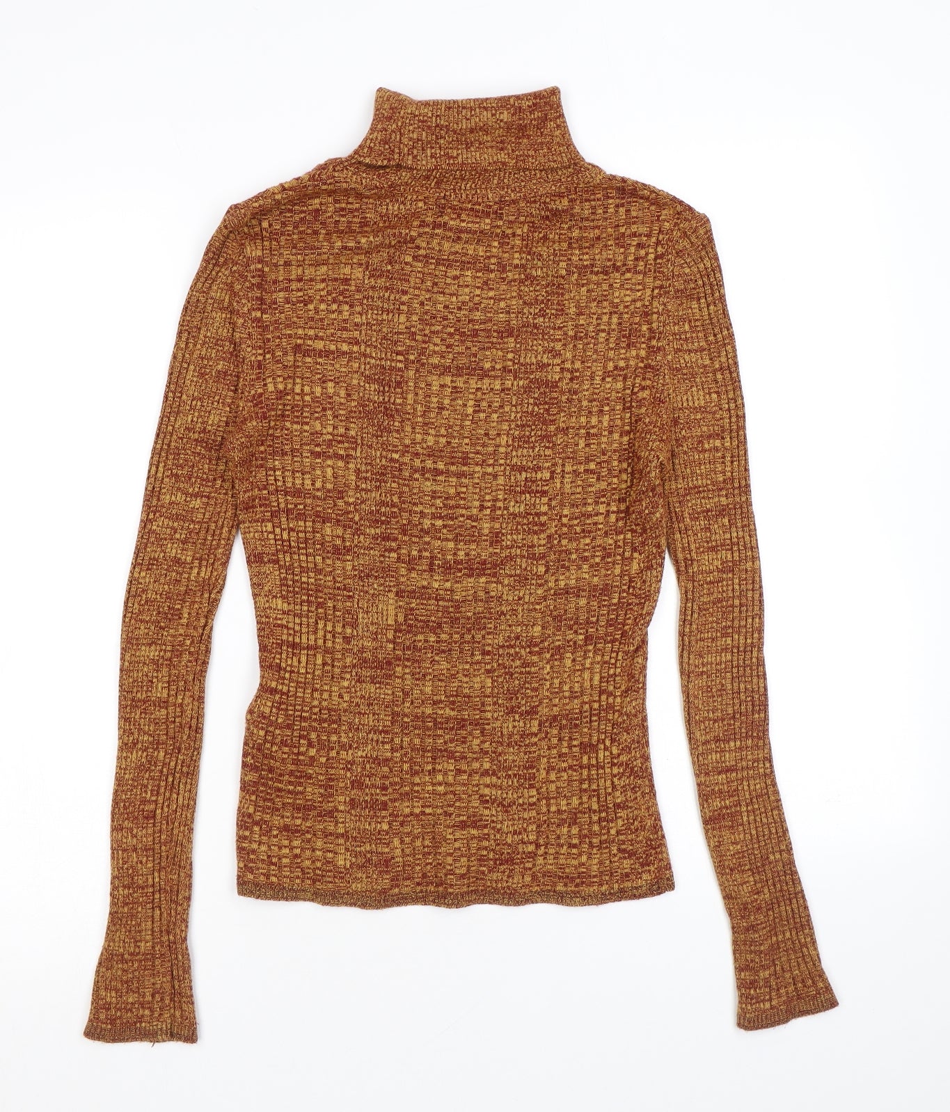 Topshop Womens Brown Roll Neck Geometric Acrylic Pullover Jumper Size 8