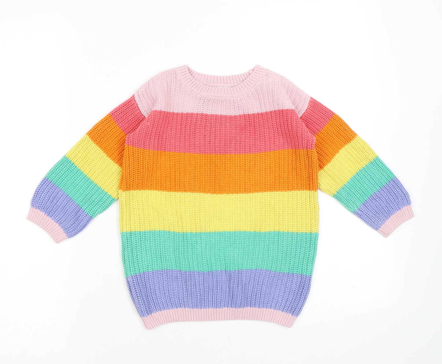 NEXT Girls Multicoloured Colourblock Cotton Pullover Jumper Size 18-24 Months Pullover