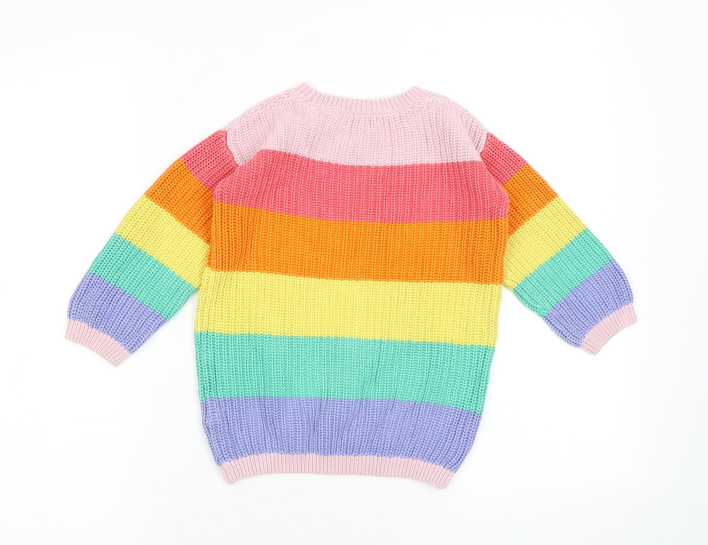 NEXT Girls Multicoloured Colourblock Cotton Pullover Jumper Size 18-24 Months Pullover
