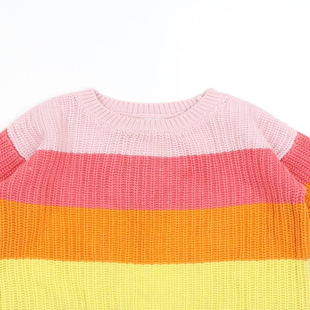 NEXT Girls Multicoloured Colourblock Cotton Pullover Jumper Size 18-24 Months Pullover