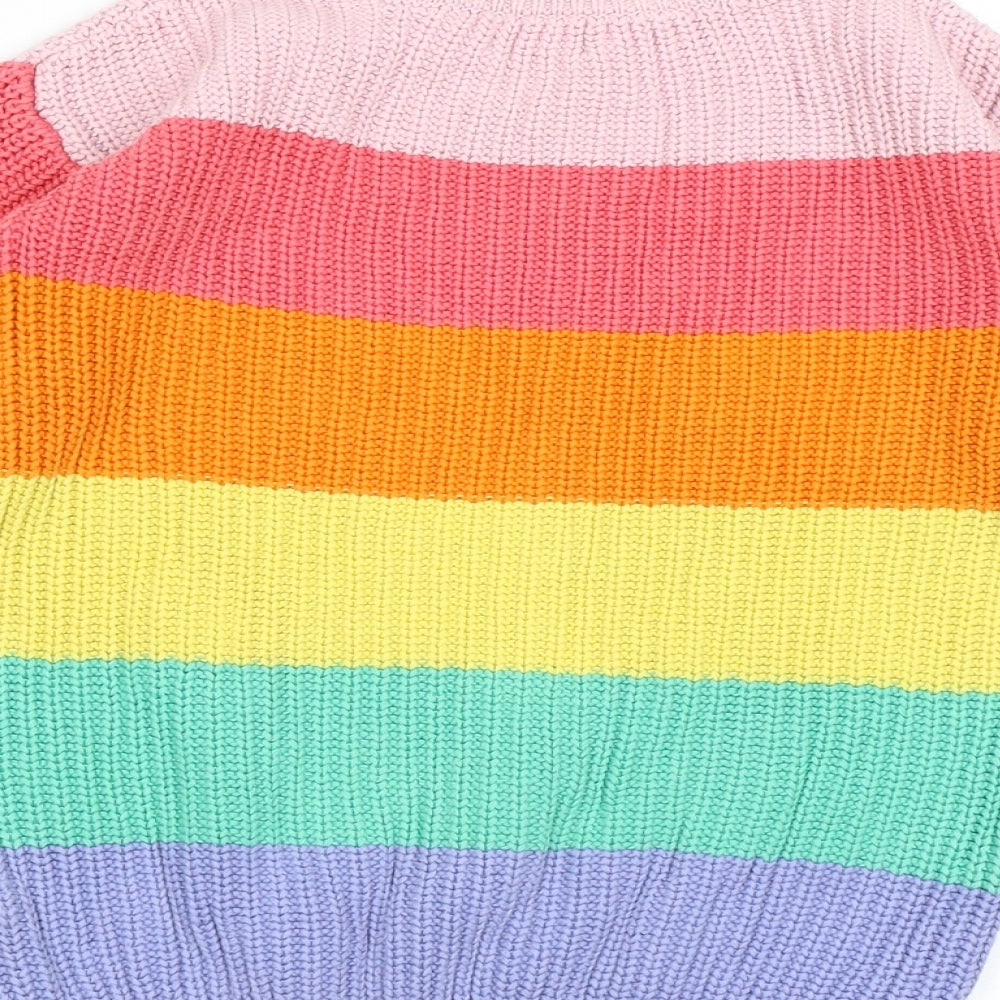NEXT Girls Multicoloured Colourblock Cotton Pullover Jumper Size 18-24 Months Pullover