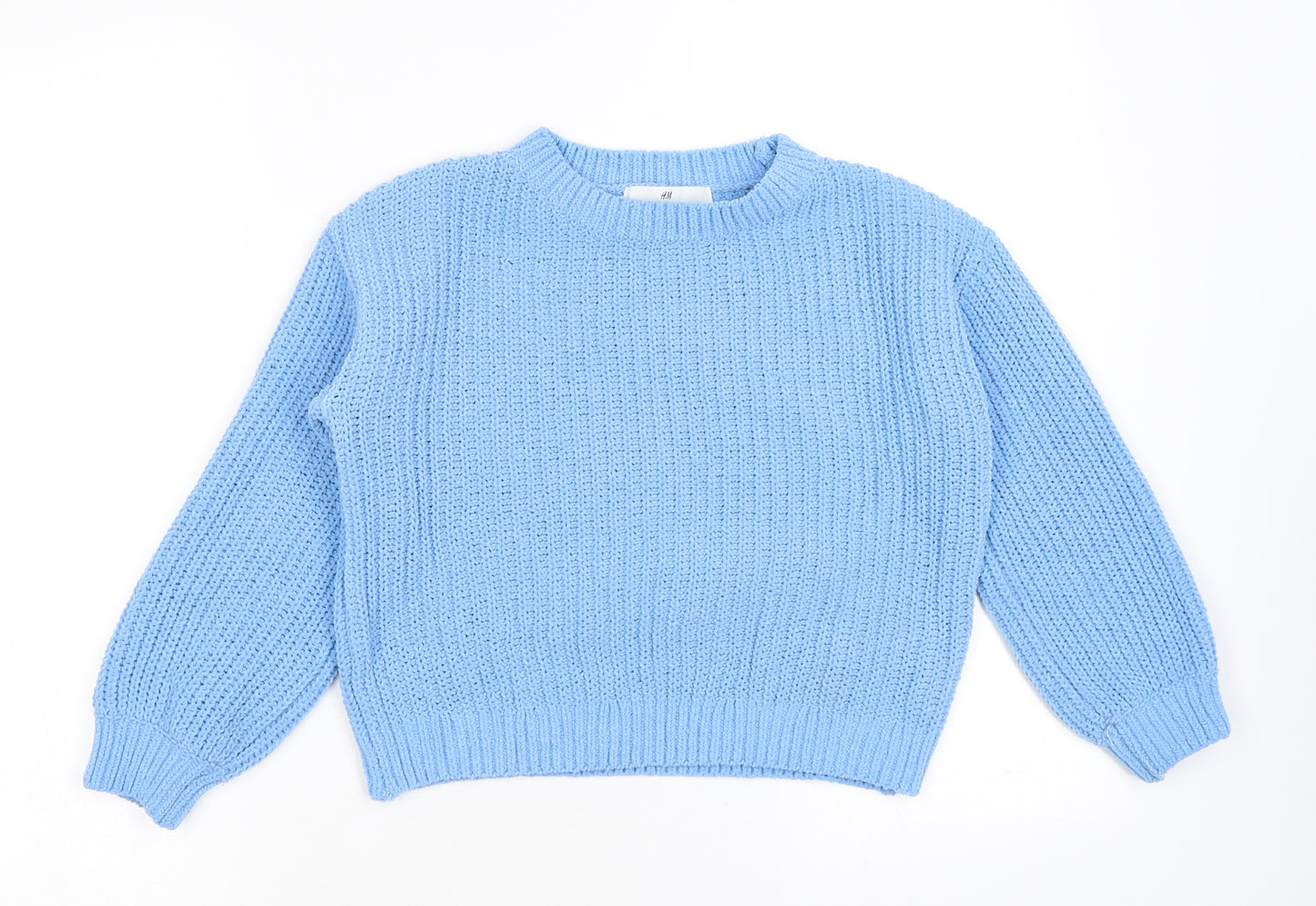 H&M Girls Blue Round Neck Polyester Pullover Jumper Size 6-7 Years Pullover - 6-8 Years