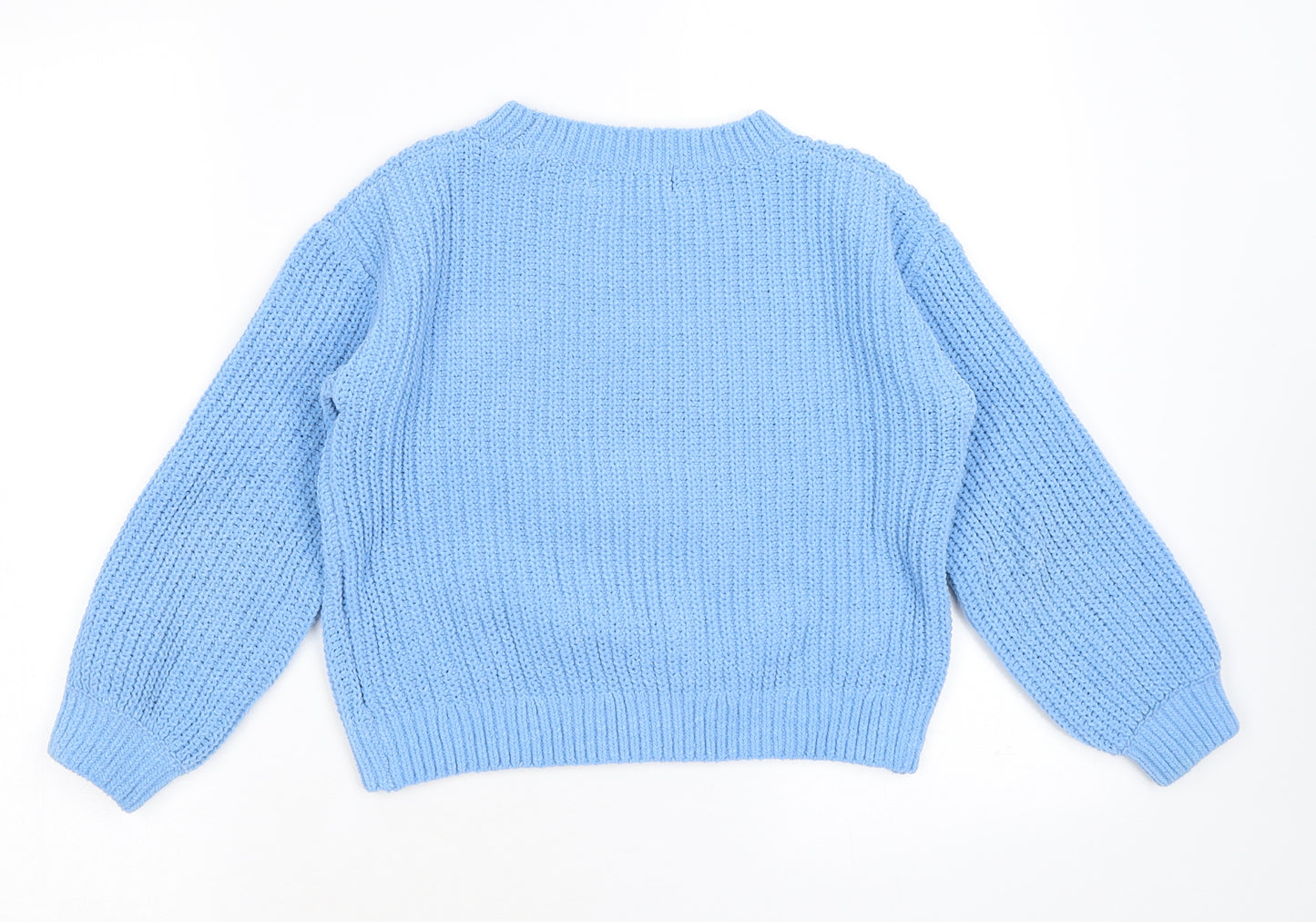 H&M Girls Blue Round Neck Polyester Pullover Jumper Size 6-7 Years Pullover - 6-8 Years