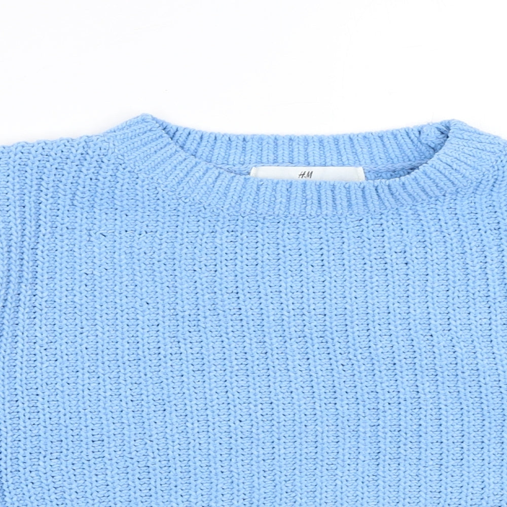 H&M Girls Blue Round Neck Polyester Pullover Jumper Size 6-7 Years Pullover - 6-8 Years