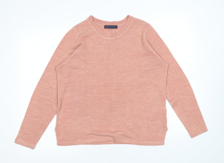 Marks and Spencer Womens Pink Round Neck Acrylic Pullover Jumper Size 12