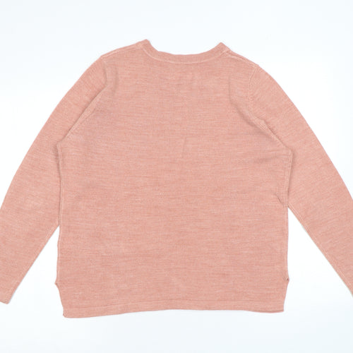 Marks and Spencer Womens Pink Round Neck Acrylic Pullover Jumper Size 12