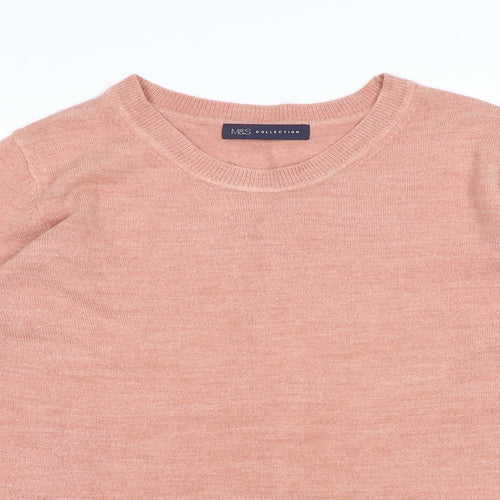 Marks and Spencer Womens Pink Round Neck Acrylic Pullover Jumper Size 12