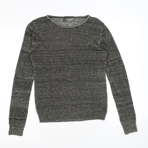 Limited Collection Womens Grey Round Neck Acrylic Pullover Jumper Size 12