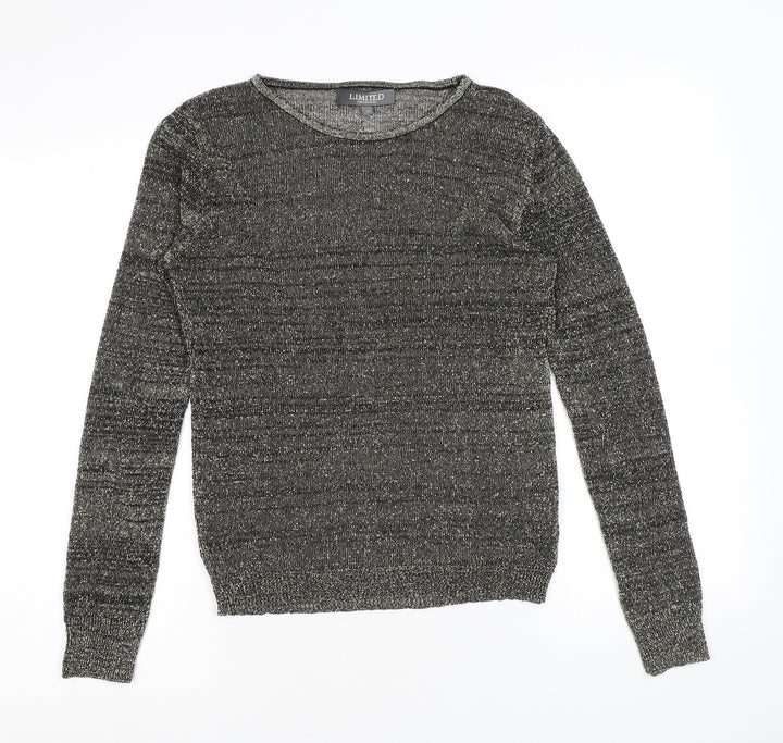 Limited Collection Womens Grey Round Neck Acrylic Pullover Jumper Size 12
