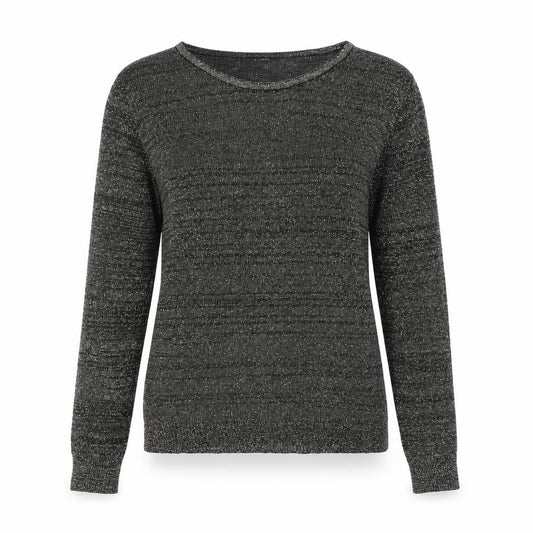 Front view of Limited Collection women’s grey round neck acrylic jumper, size UK 12