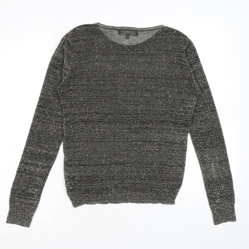 Limited Collection Womens Grey Round Neck Acrylic Pullover Jumper Size 12