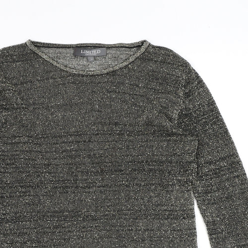 Limited Collection Womens Grey Round Neck Acrylic Pullover Jumper Size 12