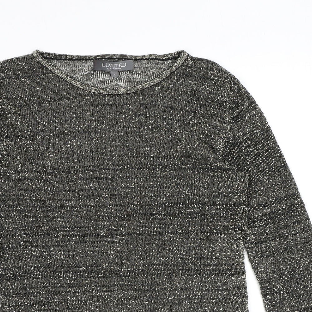 Limited Collection Womens Grey Round Neck Acrylic Pullover Jumper Size 12