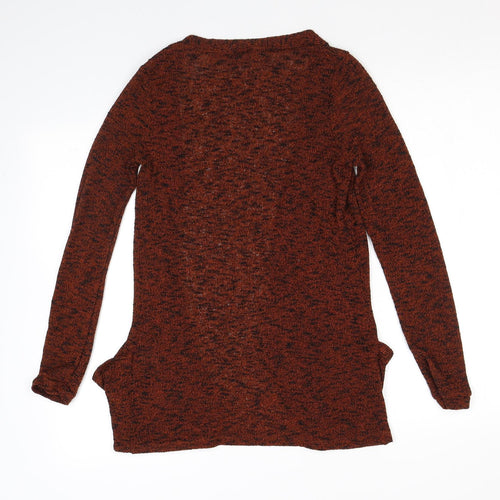 Sparkle & Fade Womens Brown V-Neck Polyester Cardigan Jumper Size XS