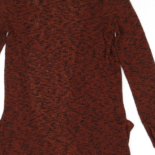 Sparkle & Fade Womens Brown V-Neck Polyester Cardigan Jumper Size XS