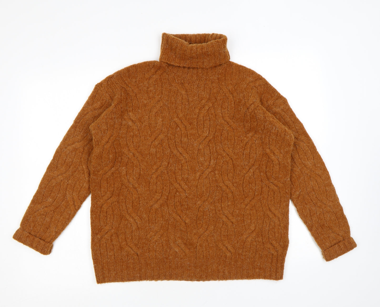 Marks and Spencer Womens Orange Roll Neck Acrylic Pullover Jumper Size S