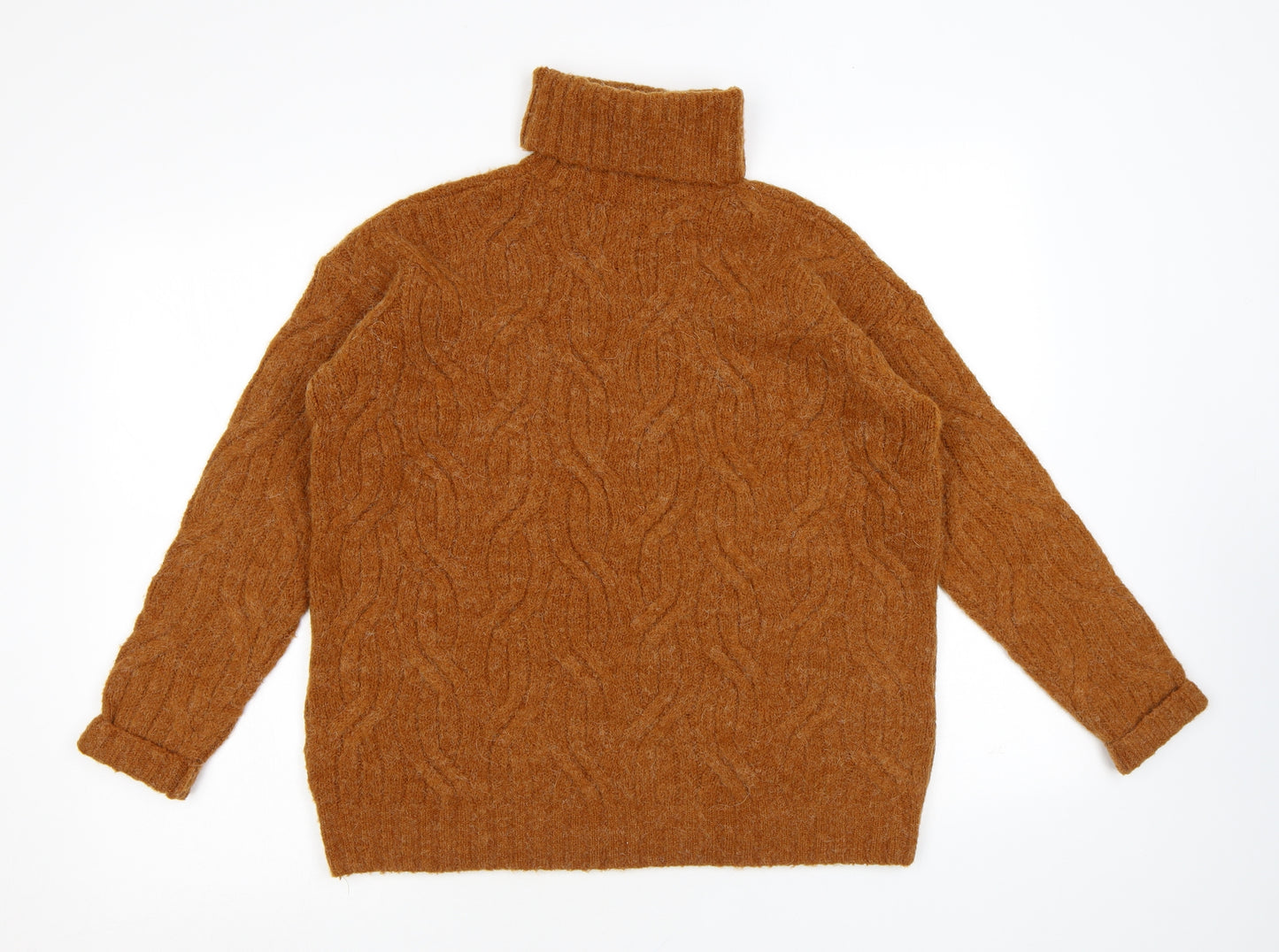 Marks and Spencer Womens Orange Roll Neck Acrylic Pullover Jumper Size S