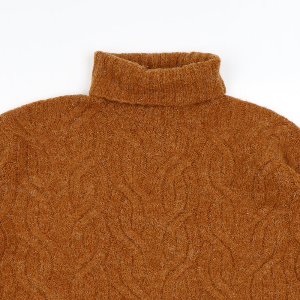 Marks and Spencer Womens Orange Roll Neck Acrylic Pullover Jumper Size S