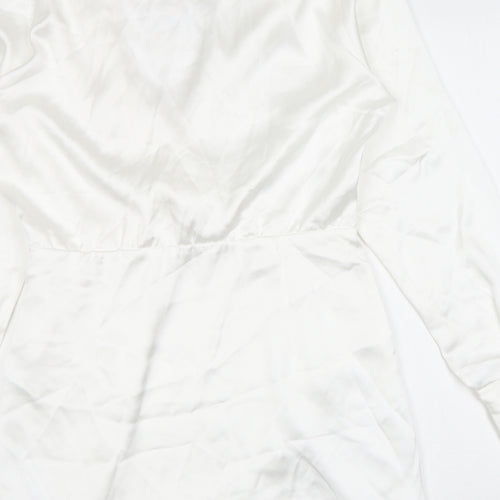 Zara Womens White Polyester A-Line Size S Collared Zip