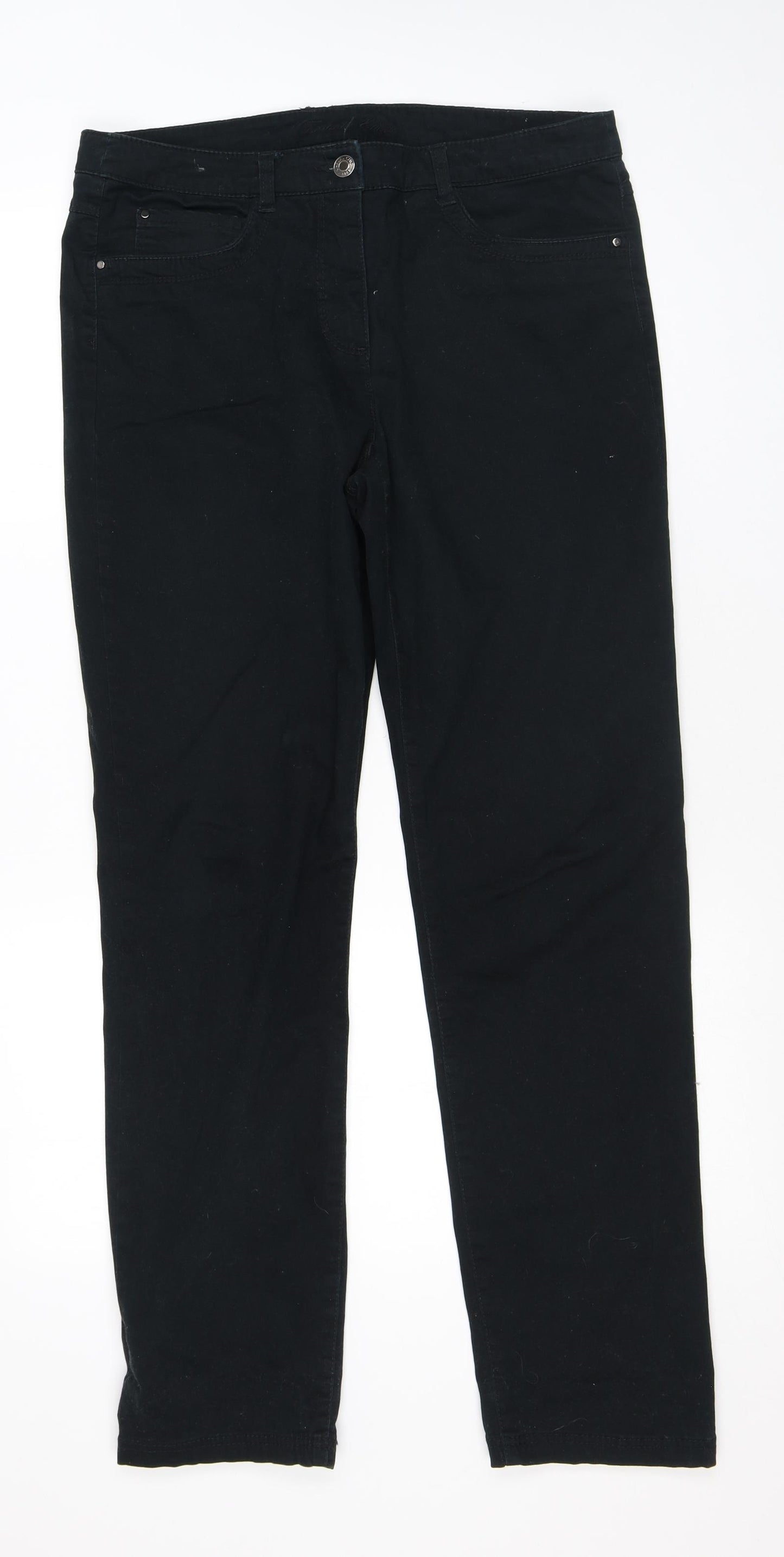 Canada Womens Black Cotton Straight Jeans Size 12 L29 in Regular Zip