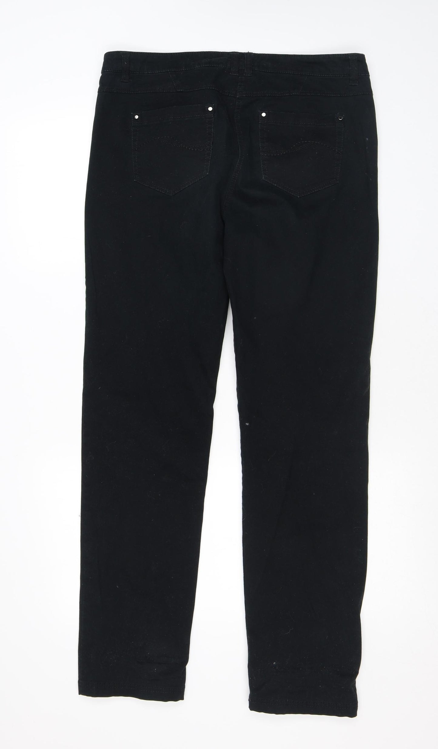 Canada Womens Black Cotton Straight Jeans Size 12 L29 in Regular Zip