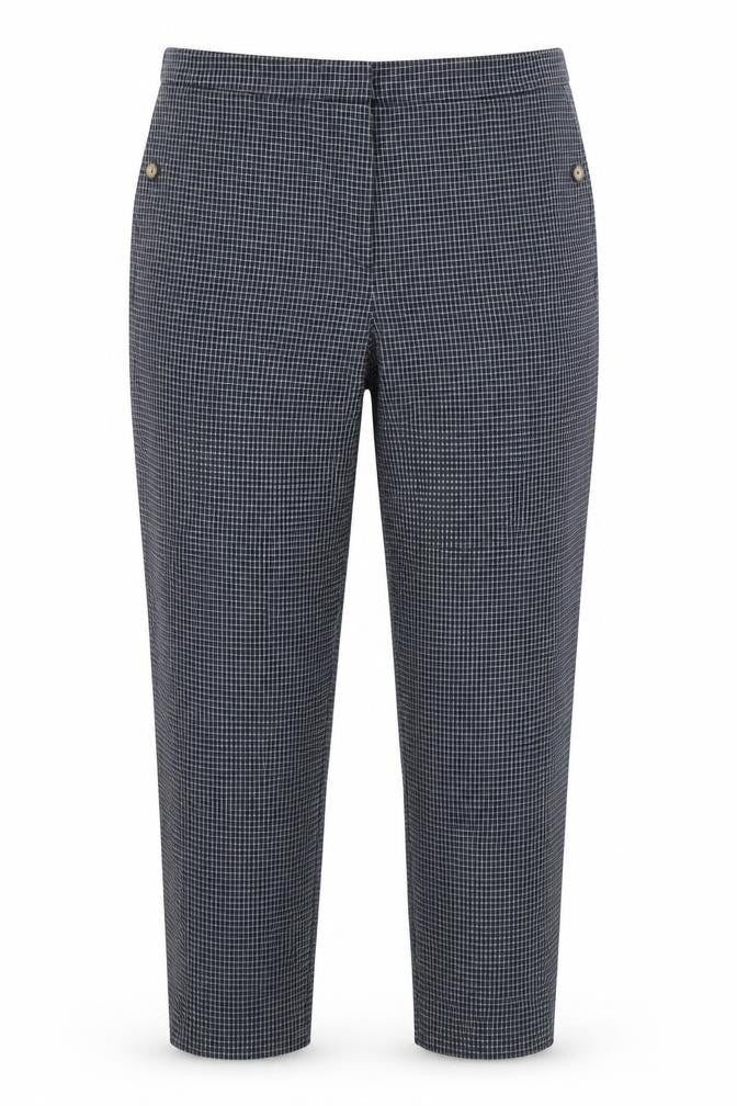 Marks and Spencer Womens Blue Plaid Polyester Trousers Size 12 L24 in Regular Zip