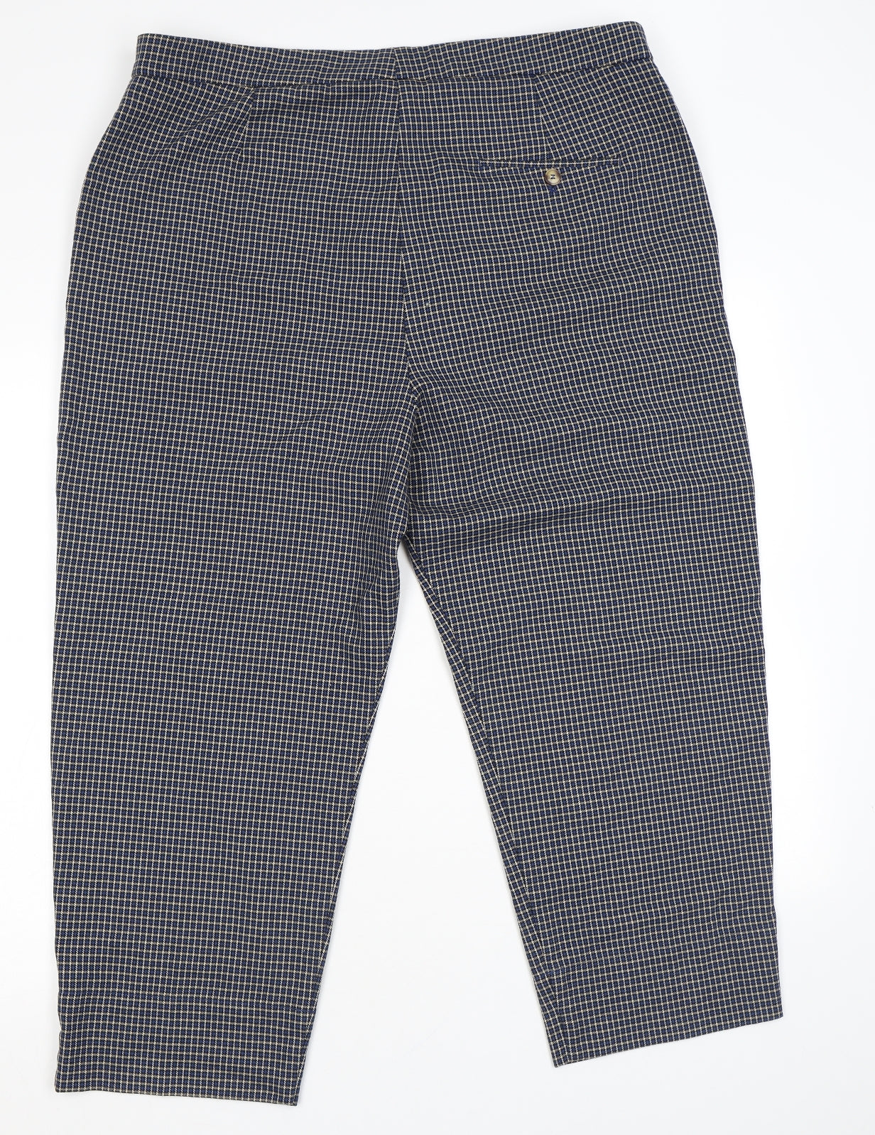 Marks and Spencer Womens Blue Plaid Polyester Trousers Size 12 L24 in Regular Zip